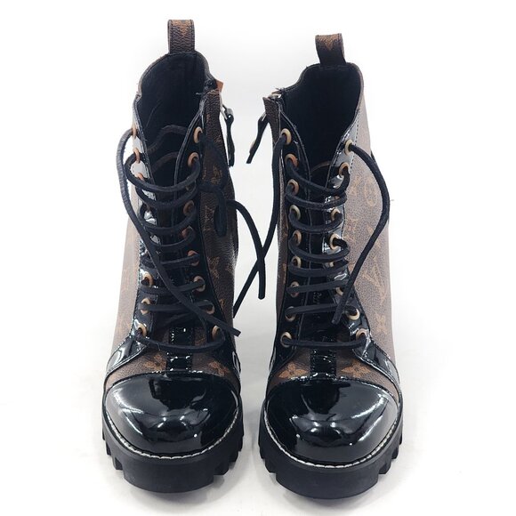Monogram Lace up Boots Black x Brown - Picture 5 of 12